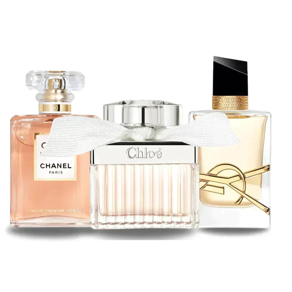 Trio de Perfumes Luxuosos: Chanel COCO MADEMOISELLE, Yves Saint Laurent LIBRE e Chloé (Eau de Parfum)
